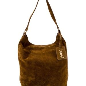 Yves Saint Laurent Suede Studded Seau Hobo Bag
